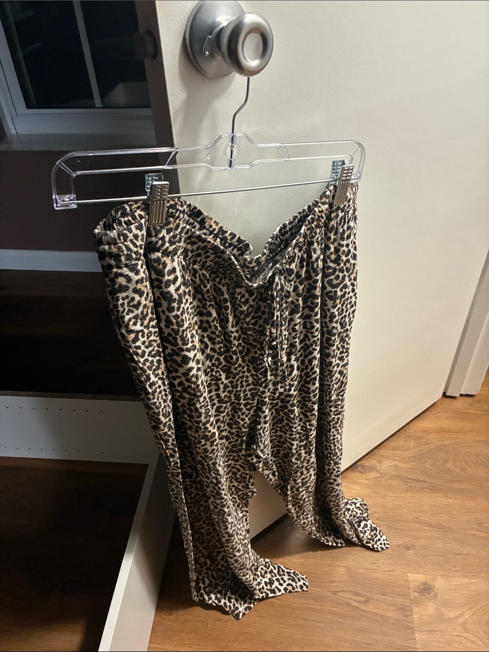Leopard Print Lounge Pajama Pants in Cream and Black